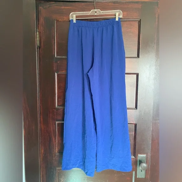 Zara Blue Pareo Wrap Pants - Picture 3 of 6